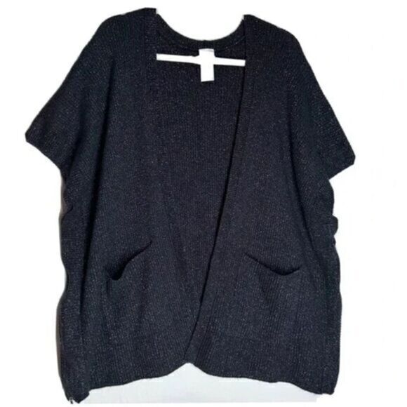 CAbi Sweaters - Cabi 4064 Luxury Charcoal Black Sparkle Side Zipper Poncho Sweater Size XS/S